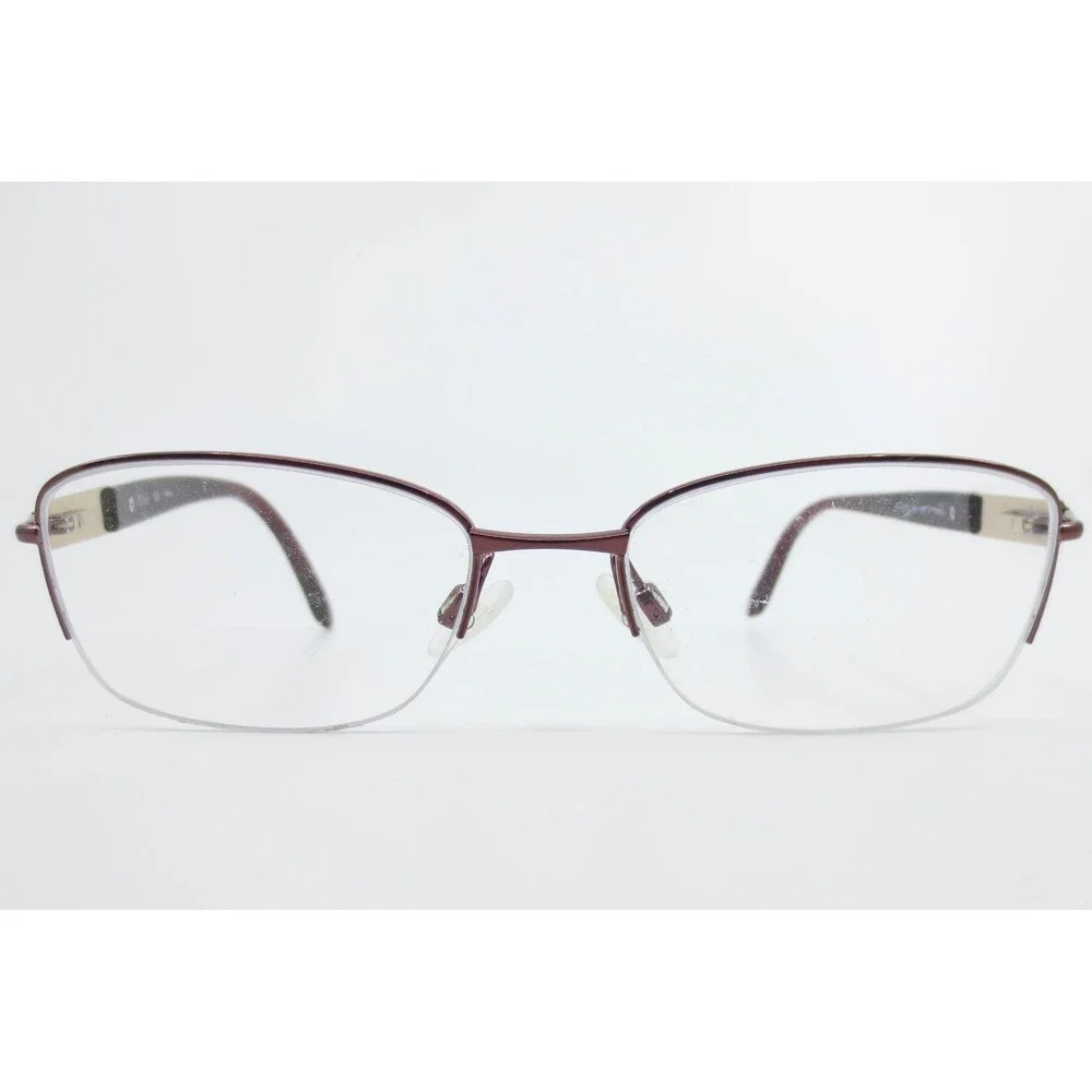 Elle EL13412 BU Burgundy Wine Semi Rimless Eyeglasses Frames 51-17-135 Gold
